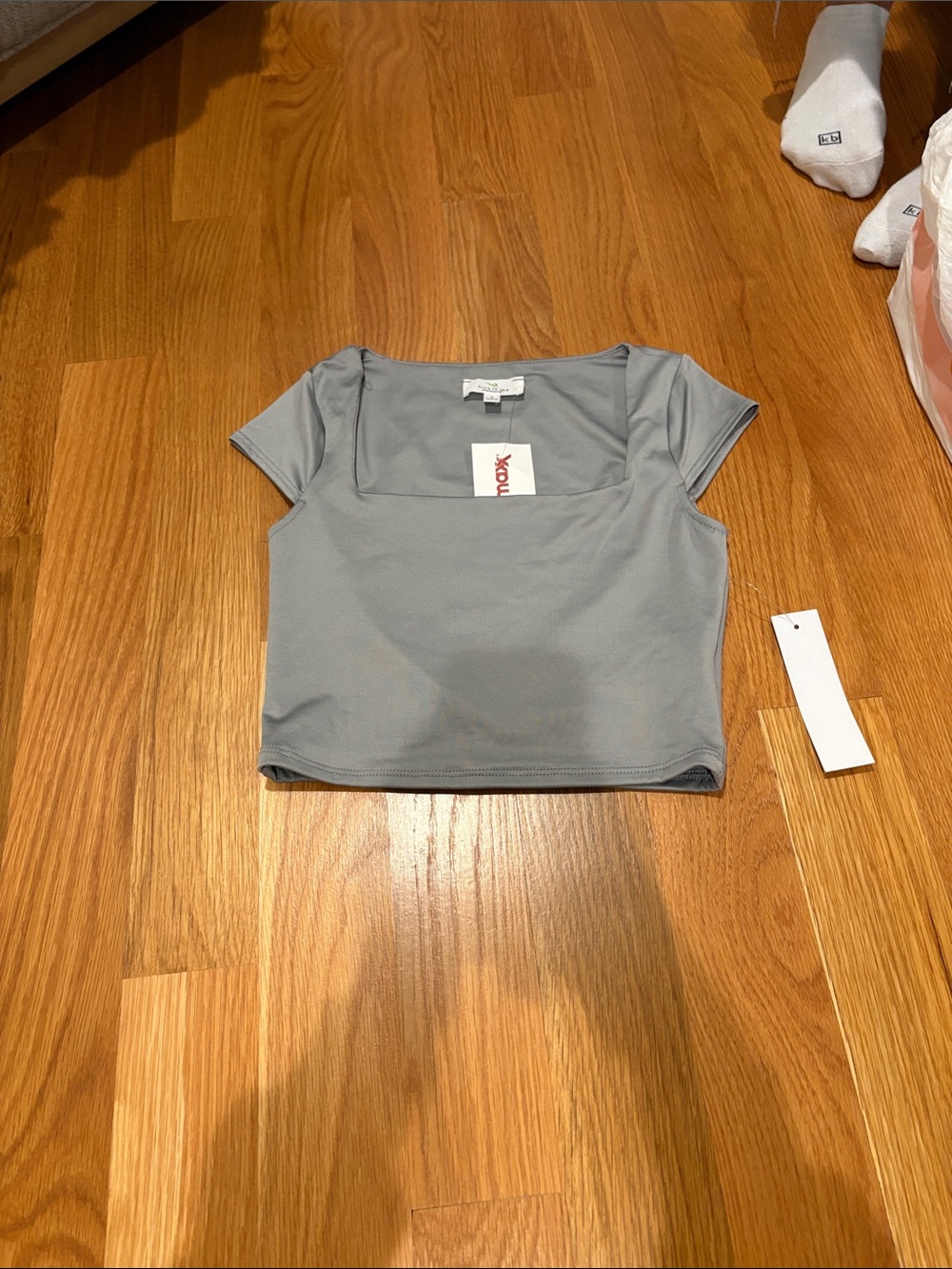 T.J.Maxx Gray Square-Neck Crop Top